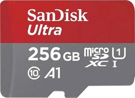 "SanDisk Ultra" 256GB microSDXC UHS-I kortelė "Chromebook" su SD adapteriu (išmaniesiems telefonams ir planšetiniams kompiuteriams, A1, 10 klasė, U1, "Full HD" vaizdo įrašai, iki 150MB/s skaitymo greitis) 10 metų garantija