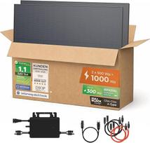 "Solarway Balcony Power Station" 1000 W lizdas, reguliuojamas 600/800 W galingumas, 2 x 500 W JaSolar moduliai, inverteris su programėle ir WiFi, Plug & Play