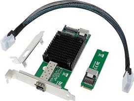 10G M.2 NVMe (M Key SFP+ PCIe X4 tinklo kortelė su "Intel 82599" (X520-DA1) valdikliu, 10GB RJ45 Ethernet NIC pramoninis adapteris su SFF-8087 kabeliu / žemo profilio laikikliu, palaikantis PXE ir UEFI