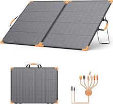 200 W nešiojamoji saulės baterija, 20 V dvipusis sulankstomas saulės įkroviklis, 23,5 % didelio efektyvumo elektrinėms, IP68 vandeniui atsparus su 2 stabiliais laikikliais nameliams ant ratų