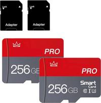 256GB Micro SD 10 klasės atminties kortelės su adapteriu 10 klasės didelės spartos mini SD kortelė, skirta išmaniesiems telefonams, fotoaparatams ir planšetiniams kompiuteriams, 2 vnt.