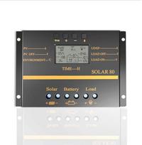 80A saulės įkrovos valdiklis, saulės įkrovos valdiklis 12V 24V saulės kolektorių valdiklis su LCD ekranu USB, skirtas LiFePO4 FLD AGM gelio ir ličio akumuliatoriams