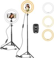 AIXPI 25 cm LED žiedinė šviesa su 150 cm trikojo stovu ir mobiliojo telefono laikikliu, reguliuojamo apšvietimo žiedinė šviesa "YouTube" vaizdo įrašams, asmenukėms, tiesioginėms transliacijoms, makiažui / fotografijai, suderinama su išmaniaisiais telefona