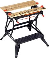 BLACK+DECKER "Workmate WM825-XJ" lankstus universalus darbo stalas (sulankstomas pjūklo arklys - darbo stalas su dideliu darbo paviršiumi, reguliuojamais žandikauliais, didžiausia apkrova 250 kg, 74 x 25 cm)