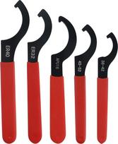 JRSHIRLEYLTD 5 dalių kablio veržliarakčių rinkinys, srieginių raktų rinkinys, reguliuojamas kablio veržliaraktis su neslystančia rankena, raktas "Coilover Spanner Steel Wrench", amortizatoriaus įrankis
