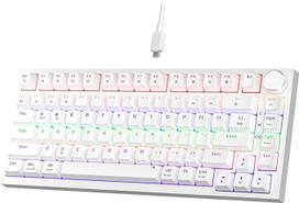 NEWMEN GM326 mechaninė klaviatūra su kabeliu, žaidimų klaviatūra 75 proc., TKL Hot Swap Compact LED apšvietimas, USB C mini mechaninė klaviatūra su mygtuku, skirta PC/Win/Mac, QWERTY išdėstymas, baltos spalvos, raudoni jungikliai
