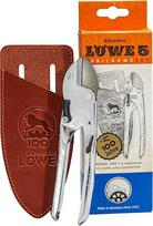 Originalios LÖWE 5, 100-mečio leidimas - profesionalios sodo žirklės "Anvil Scissors" 5,100 Metal su rūdims atspariais ir nesvylančiais plieno ašmenimis kartu su rankų darbo odiniu dėklu