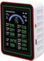 Oro kokybės matuoklis CO2 TVOC HCHO PM2.5 PM10 Temperatūros drėgmės aptikimo testeris Vidinis akumuliatorius Duomenų atmintis 18 in 1 2000mAh 2.8