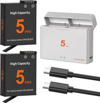 OSMO Action 5 Pro/4/3 baterijų įkroviklio rinkinys 2 pakuotės 2800 mAh atsarginių baterijų C tipo USB dviejų kanalų LED įkroviklis, skirtas OSMO Action 5 Pro/OSMO Action 4/OSMO Action 3 (2 x baterija + 1 x įkroviklis)