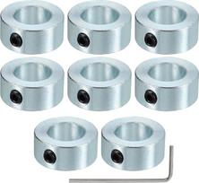 PATIKIL Bore 5/8" veleno apykaklė 1-1/8" OD 1/2" storio, 8 vnt. anglinio plieno antžeminių ratų apykaklės su M6 varžtu ir raktu, skirtos mechanikos pramonei, sidabrinės spalvos