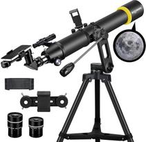Suaugusiesiems skirtas teleskopas, profesionalus aukštos kokybės 90 mm diafragmos 800 mm refraktoriaus teleskopas pradedantiesiems astronomams su AZ laikikliu, trikoju ir telefono adapteriu