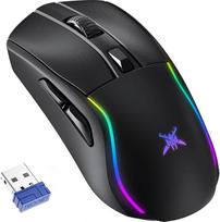 TECKNET belaidė žaidimų pelė, RGB įkraunama pelė su 24000 DPI, 2.4G/USB-C/Bluetooth ergonominė žaidimų pelė su 6 programuojamais mygtukais, 1000 Hz užklausų dažnis, 300 IPS, skirta PC/Mac žaidėjams