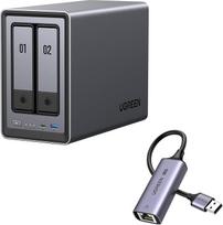 UGREEN NASync DXP2800 2 lizdų NAS su USB 2,5G LAN adapteriu (be disko)