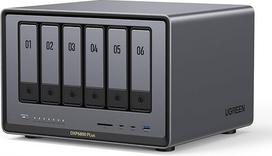 UGREEN NASync DXP6800 Plus 6 lizdų NAS serveris, "Intel i3-1215U" 6 branduolių, 8GB DDR5, 128GB SSD, 2.5GbE ir 10GbE LAN, 2×M.2 NVMe, 4K HDMI, suderinamas su trečiųjų šalių HDD/SSD, skirtas namams ir biurui (be disko)