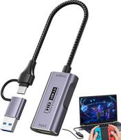 USB 3.0 vaizdo įrašymo kortelė su HDMI ant USB ir Typ-C, 1080P 60Hz vaizdas, "Plug and Play", skirta transliacijai, žaidimams, internetiniam interaktyvumui, vaizdo konferencijoms ir tiesioginei transliacijai