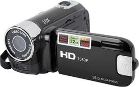 Vaikiška vaizdo kamera, 16x 1080P 30 kadrų per sekundę vaizdo įrašymo kamera su sukamu 2,7 colių TFT ekranu, 10 klasės U3 lustas, užpildymo šviesa, įmontuotas garsiakalbis, 32GB išplečiama atmintis (juoda)