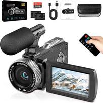 Vaizdo kamera 4K 48MP vaizdo kamera su 18 kartų skaitmeniniu priartinimu, "YouTube" vaizdo kamera su LED užpildymo žibintu, 3,0 colių 270° pasukamu ekranu, išoriniu mikrofonu, nuotolinio valdymo pultu, 2 baterijomis (32GB)