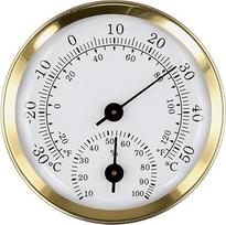 Wandmontiertes Thermometer, Hygrometer, Innen- und Außenbereich, Aluminiumlegierung, für Haus, Garten, Gewächshaus, Büro, Temperatur- und Luftfeuchtigkeitsmesser (Gold)