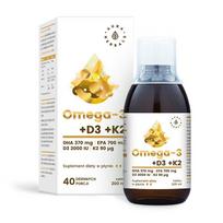 AURA HERBALS Omega-3 (370 DHA) + D3 (2000 TV) + K2MK7 skystis - 200 ml