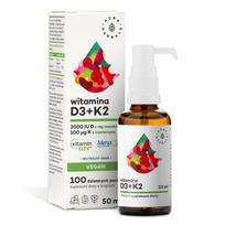 AURA HERBALS Vitaminas D3 2000 TV + K2 veganiškas - 50 ml