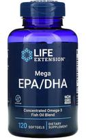 LIFE EXTENSION Mega EPA/DHA - 120 kapsulių