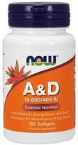 NOW FOODS vitaminas A + vitaminas D - 100 kapsulių