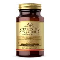 SOLGAR vitamino D3 1000 TV 25 mcg kramtomosios tabletės - 100 tablečių