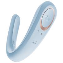 Satisfyer Double Classic - porinis vibratorius (mėlynas)