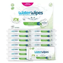 WATERWIPES_3in1 Sensitive+ Hydrating Boost drėgnos servetėlės, 12 pakuočių po 60 vnt.