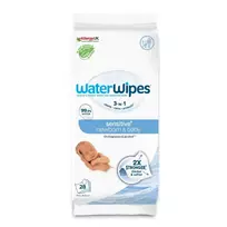 WATERWIPES_3in1 Sensitive+ Newborn & Baby drėgnos servetėlės vaikams, 99,9 % vandens, 6 x 28 vnt.