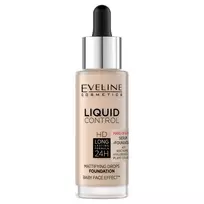 EVELINE_Liquid Control HD Mattifying Drops – matuojantis veido toninis kremas 002 Soft Porcelain Niacinamidas 32 ml