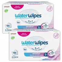 WATERWIPES_3in1 Sensitive+ drėgnos servetėlės kūnui ir intymioms vietoms, skirtos vyresnio amžiaus žmonėms, 12 pakuočių po 30 vnt.