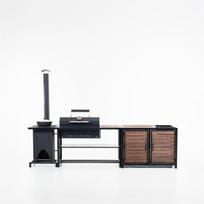 Grilis, kazanui skirta krosnelė ir stalas su kriaukle "Kompleks, modulinė sodo virtuvė", 3100/610/850mm.