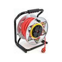 AWTools metalinis raudonas sunkiosios paskirties kabelio ritė 25m 3x2,5 mm 16A, 3680W, IP44 (AW70254) | AW70254 | 5903041037484