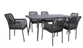 Sodo baldų komplektas HELA stalas ir 6 kėdės, K211731, HOME4YOU