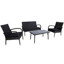 Sodo baldų komplektas „VIENNA“ stalas, sofa ir 2 foteliai, juodi 20539 HOME4YOU