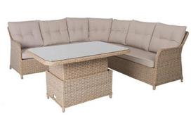 Sodo baldų komplektas PACIFIC kampinė sofa ir stalas, smėlio spalvos, 10535, HOME4YOU