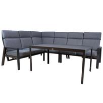 Sodo baldų komplektas CASTEN stalas ir kampinė sofa, tamsiai pilka 21196 HOME4YOU