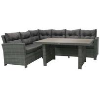 Sodo baldų komplektas PAVIA su pagalvėmis, stalu, kampine sofa, aliuminio rėmu su plastikine vytele, tamsiai pilka 21091 HOME4YOU