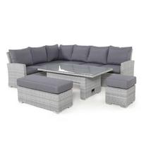 Sodo baldų komplektas ASCOT kampinė sofa, stalas ir 2 pufai 25225 HOME4YOU