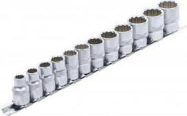 Galvučių rinkinys 12 kampų | 10 mm (3/8") | 8 - 19 mm | 12 vnt. (9105)