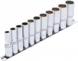 Galvučių rinkinys, 12 kampų, ilgos | 10 mm (3/8") | 8 - 19 mm | 11 vnt. (5252)