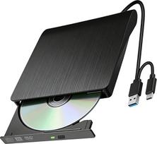 "Aivane" išorinis CD DVD diskas USB 3.0 Type-C CD DVD +/-RW optinis diskas Išorinis įrašymo įrenginys Nešiojamas plonas perrašymo įrenginys, skirtas "Windows 7/8/10/11/Vista/XP Linux MacOS" nešiojamiesiems kompiuteriams