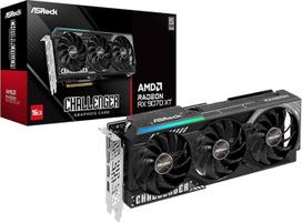 "ASRock Radeon RX 9070 XT Challenger 16GB OC" vaizdo plokštė, "AMD RDNA 4" architektūra, 2970 MHz "Boost" taktinis dažnis, 16GB GDDR6, "PCIe 5.0", "DisplayPort 2.1a", HDMI 2.1b, trigubas aušinimas