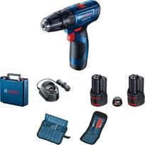 "Bosch Professional" 12V sistema GSB 120-LI (įskaitant 2GBA 12V 2,0 Ah akumuliatorius, GAL 12V 10cv įkroviklį, 2 3 dalių gręžimo ir varžtų replės su rankena, dėklą)
