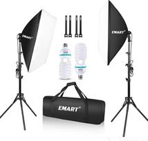 "EMART Softbox" fotostudijos rinkinys, 50 x 70 cm minkštųjų dėžių su 135 W ir transportavimo krepšiu, apšvietimas fotostudijoms, skirtas portretinėms nuotraukoms, studijoms ir vaizdo įrašams (2 pakuotės)