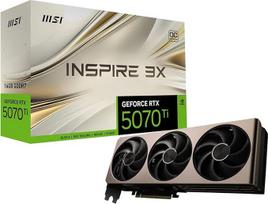 "GeForce RTX 5070 Ti 16G Inspire 3X OC" - 16GB GDDR7 (28Gb/s/256 bitų), PCIe 5, 2482 MHz, HDMI 2.1b, DisplayPort 2.1b