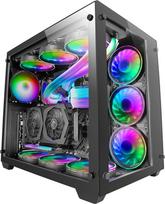 "Mars Gaming MCV3 Custom XXL E-ATX žaidimų bokštas, juodas, priekinis ir šoninis langai, grūdintas stiklas, dviejų kamerų modulinis rėmas