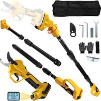 Akumuliatorinės genėjimo žirklės Elektrinės genėjimo žirklės "2-in-1" teleskopinis strypas, skirtas "Dewalt" 20 V 18 V, bešepetėlinis variklis Elektrinis genėjimo pjūklas Akumuliatorinės žirklės LCD, skirtos medžių genėjimui Vaismedžiai (be akumuliatoriau