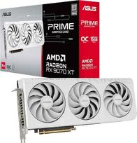 ASUS "Prime Radeon RX 9070 XT White OC Edition" 16GB GDDR6 žaidimų vaizdo plokštė (AMD Radeon RX9070XT RDNA 4, 2,5 lizdo, PCIe 5.0, 1x HDMI 2.1b, 3x DisplayPort 2.1a, balta, PRIME-RX9070XT-O16G-WHITE)